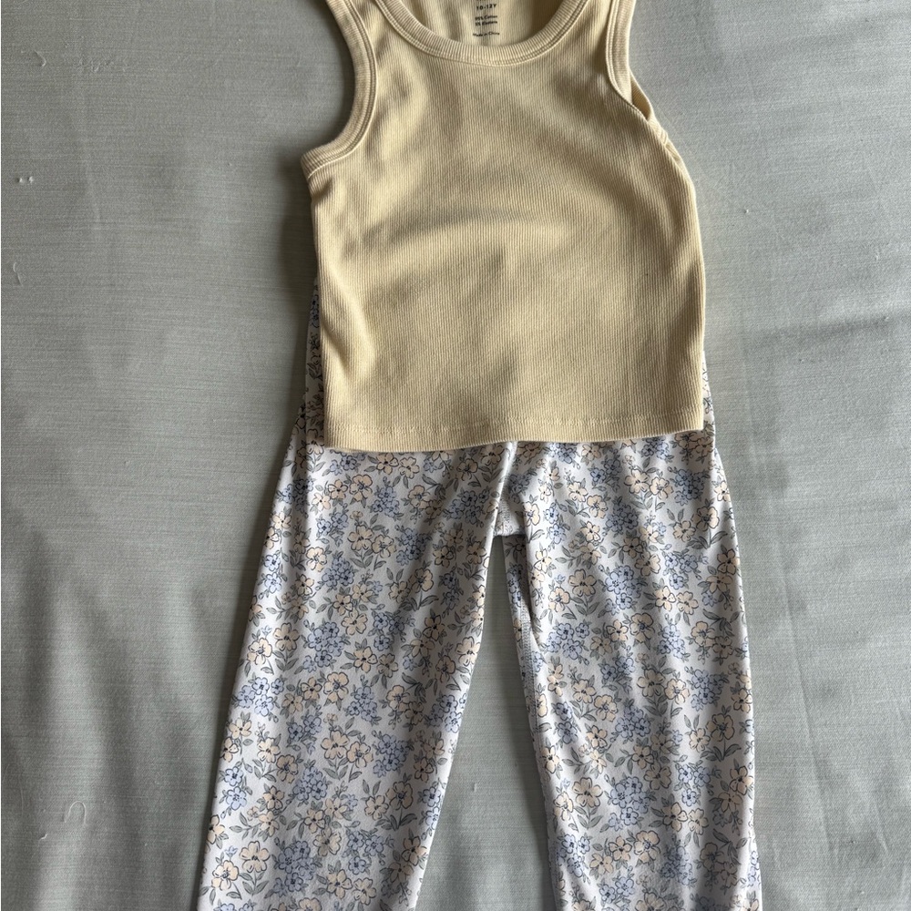 Rylee + Cru Cream Tank yellow tank and Blue Floral play Set